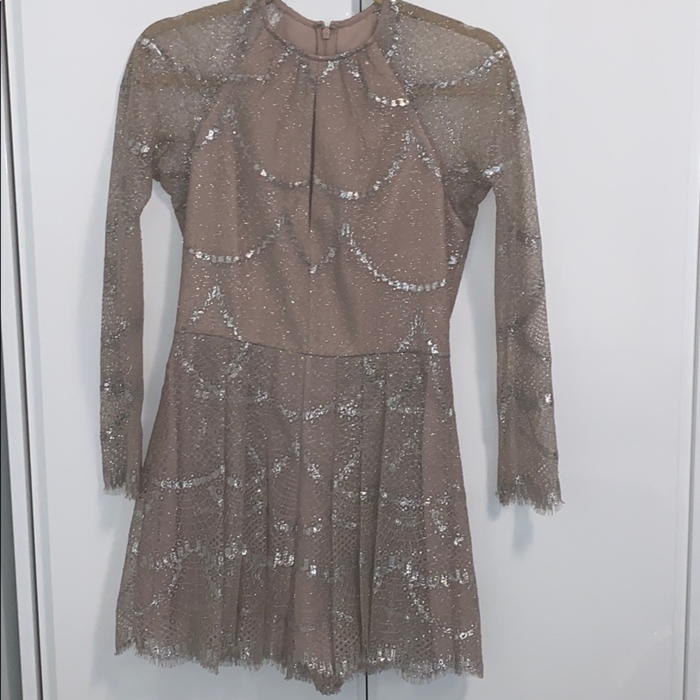 Alexis nude romper with metallic detail - size S